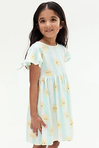 Flutter-Sleeved Cotton Dress