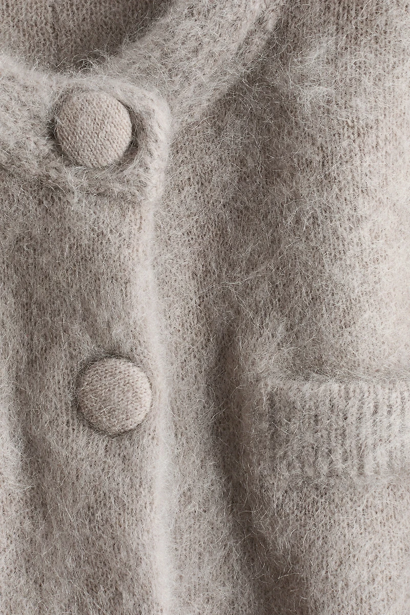 Mohair-Blend Cardigan with Shoulder Pads