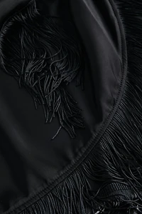 Fringe-trimmed Satin Wrap Dress