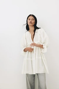 Lace-Trimmed Cotton Dress
