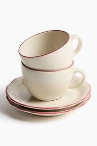 Lot de 2 tasses et soucoupes en grès cérame