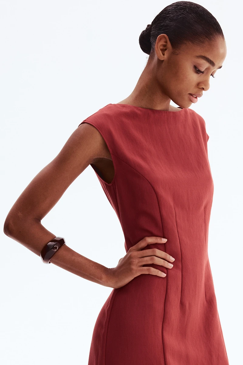 Defined-Waist Sleeveless Dress