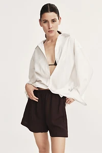 Drawstring-Detail Linen-Blend Shorts