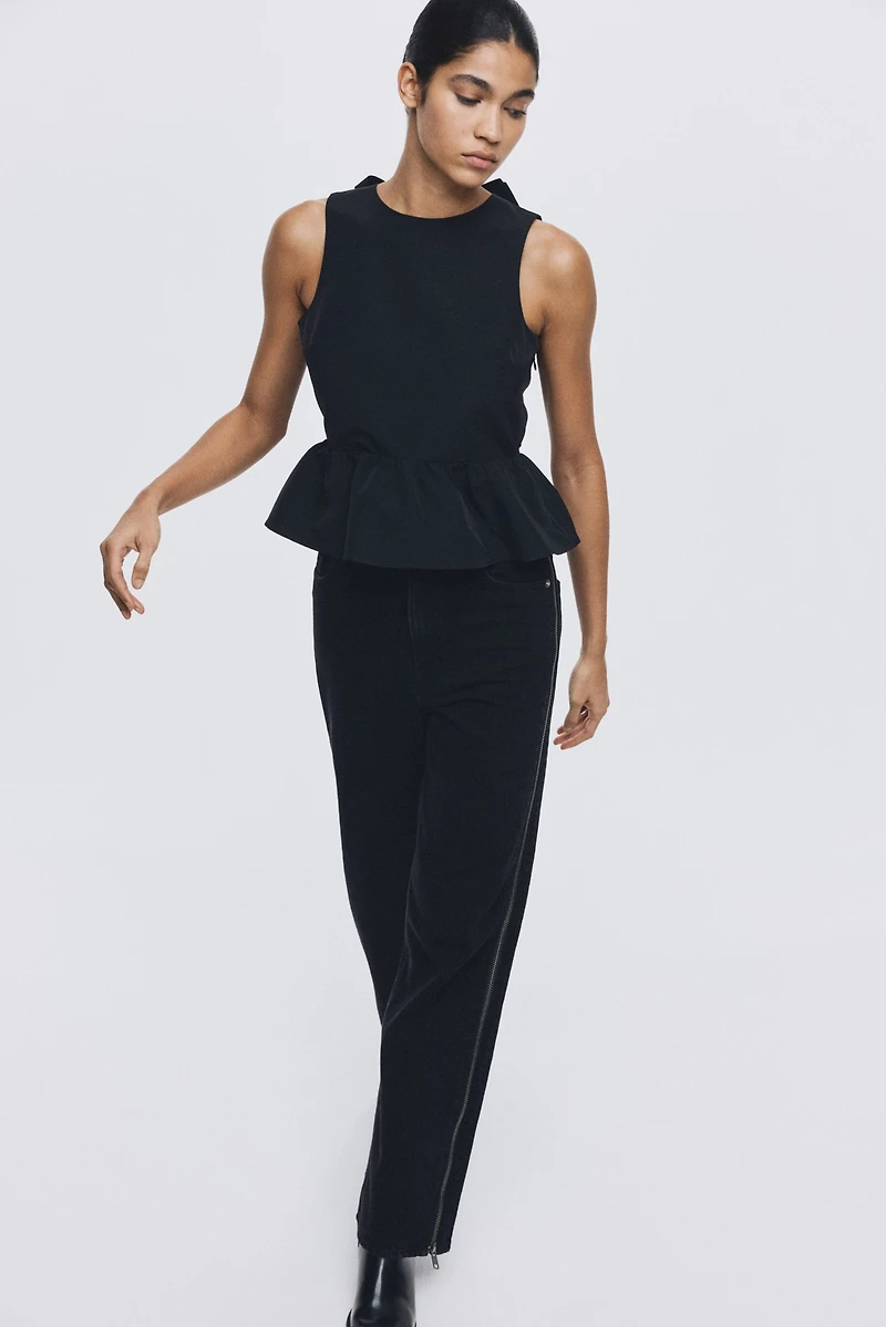 Tie-Detail Peplum Top