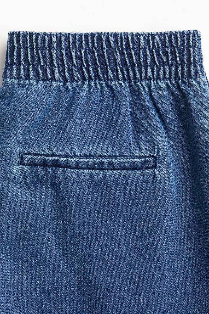 Pull-on denim trousers