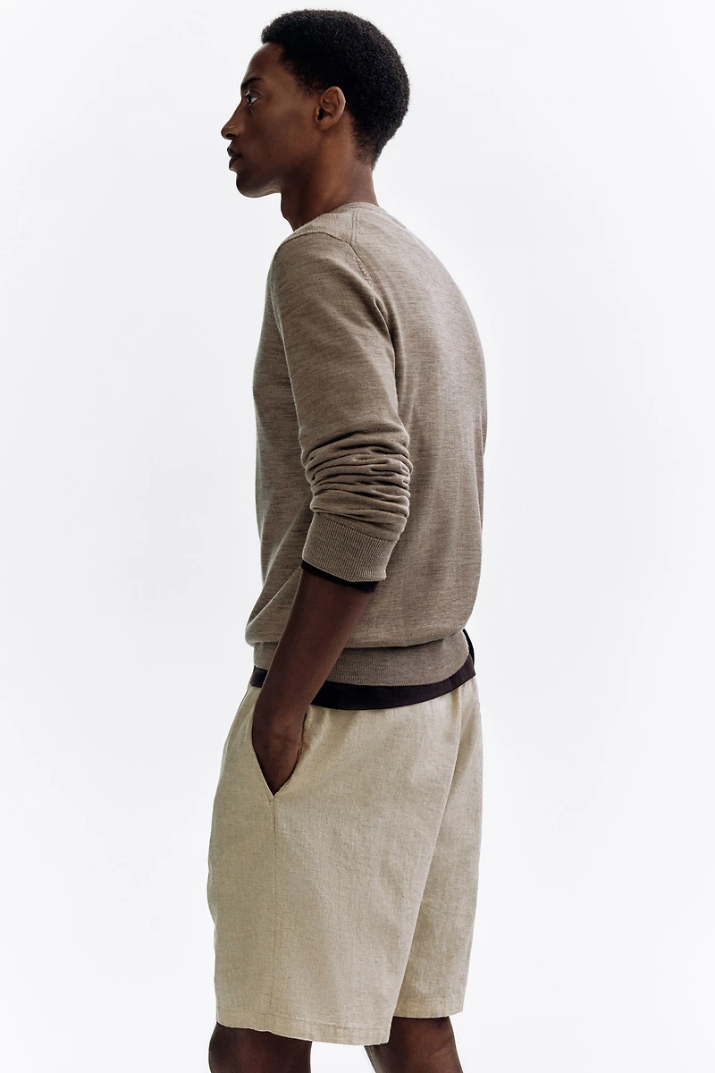 Regular Fit Linen-Blend Shorts