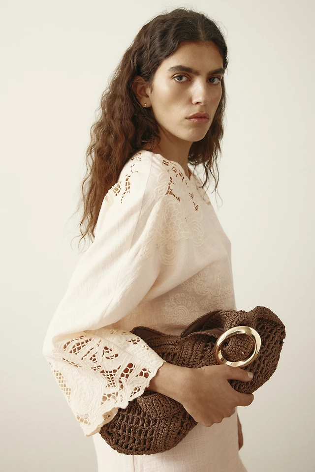 H&M Flutter-Sleeve Dress with Eyelet Embroidery | MainPlace Mall