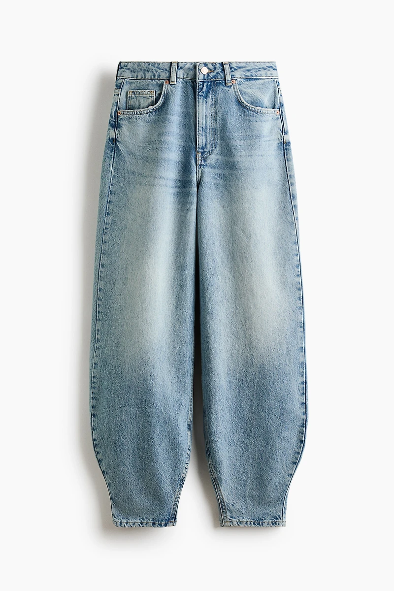 High-Waist Barrel-Leg Ankle Jeans