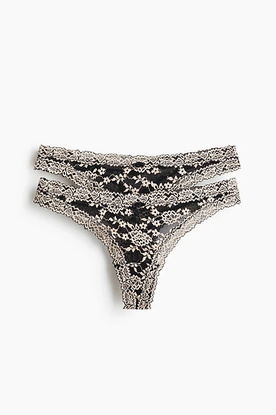 2-Pack Lace Thong Briefs