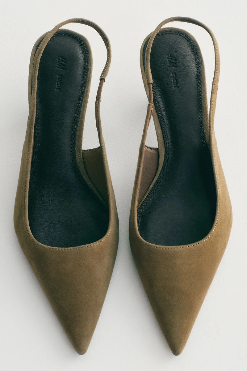 Escarpins en cuir velours avec bride arrière