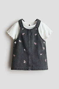 2-Piece Overall Dress and Top Set