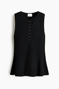 Rib-Knit Peplum Sleeveless Top