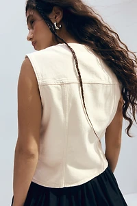 Twill Vest with Hammered Buttons