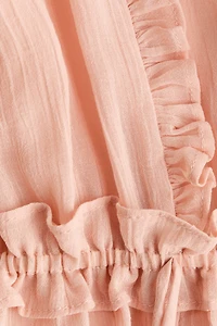 Ruffle-Trimmed Lyocell Top