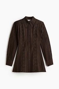 Lace-Trimmed Shirt Dress