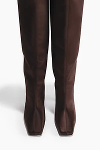 Satin Knee-High Boots