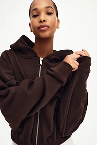 Drawstring zip-through hoodie