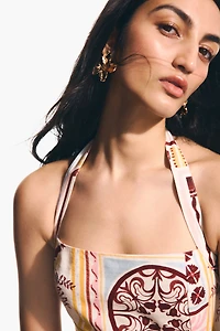 Linen-Blend Halterneck Top