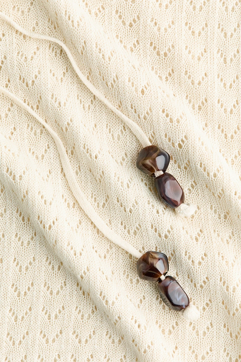 Pointelle-Knit Tie-Detail Top