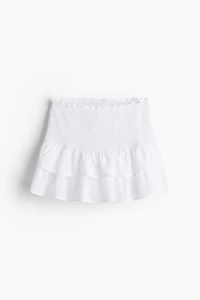 Smocked-waist Tiered Skirt