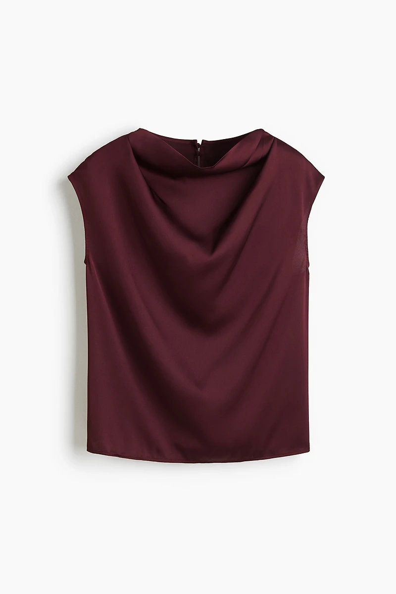 Cap-Sleeved Satin Blouse