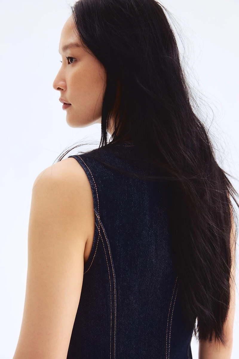 Tapered-Waist Denim Vest