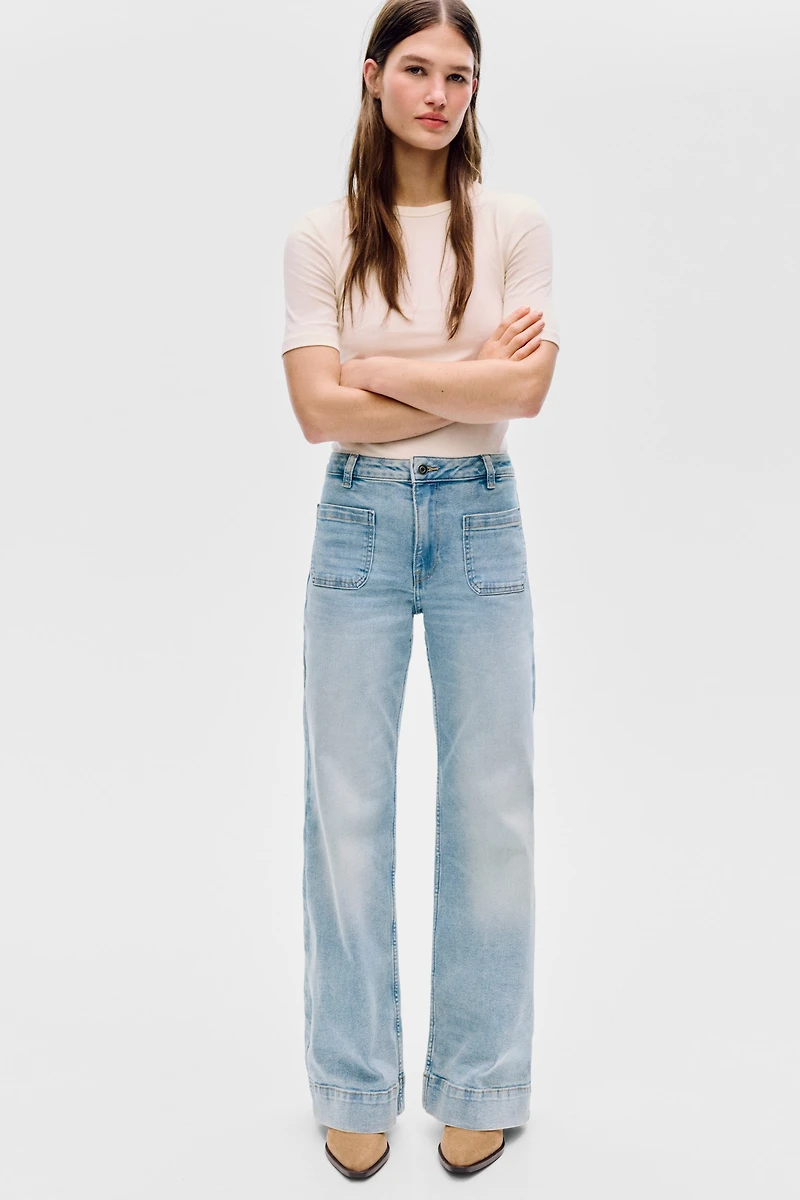 Jean large taille haute