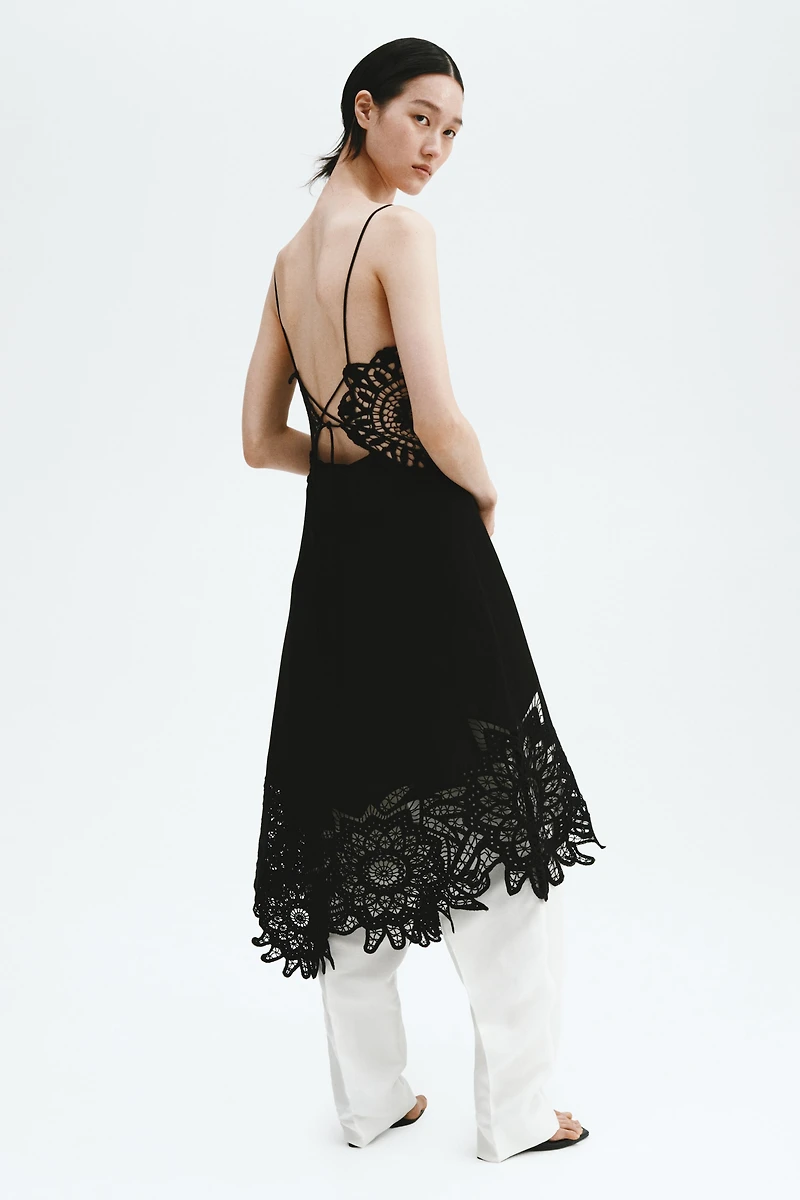 Lace-Detail Linen-Blend Dress