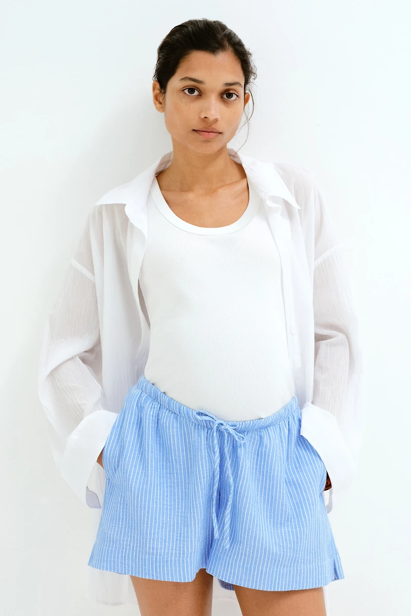 MAMA Drawstring Muslin Shorts