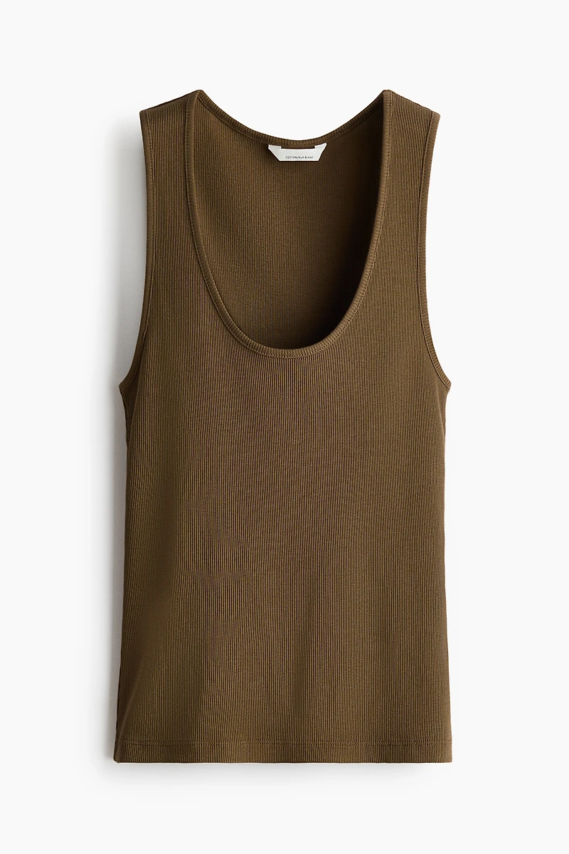 Silk-Blend Ribbed Tank Top