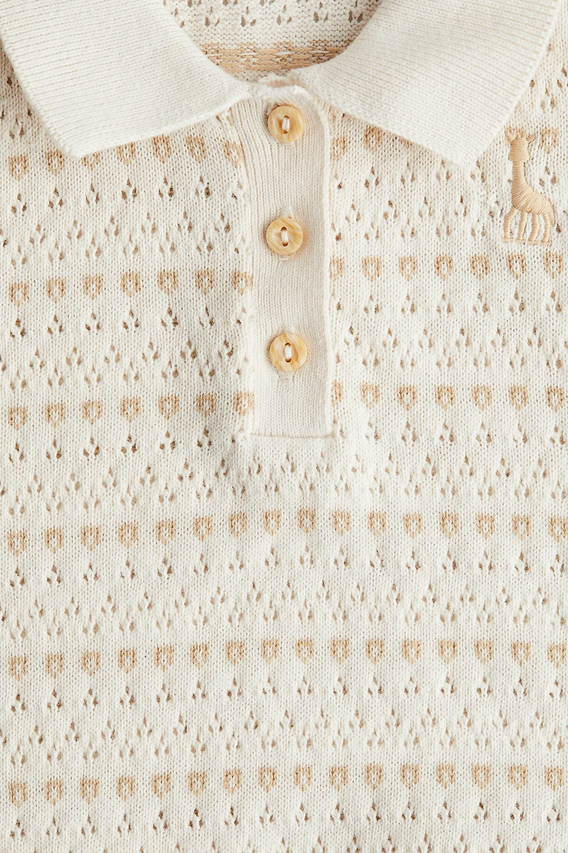 Pointelle-knit romper suit