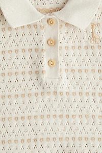 Pointelle-knit romper suit