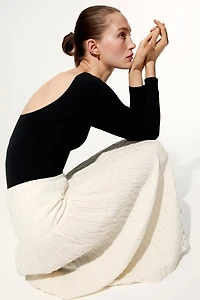 Textured Jersey Midi Skirt