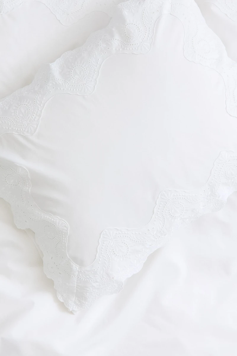 Eyelet-Embroidered Twin Duvet Cover Set