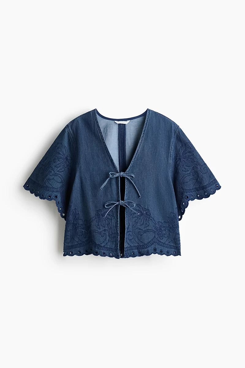 Denim Blouse with Embroidery