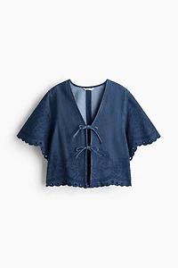 Denim Blouse with Embroidery