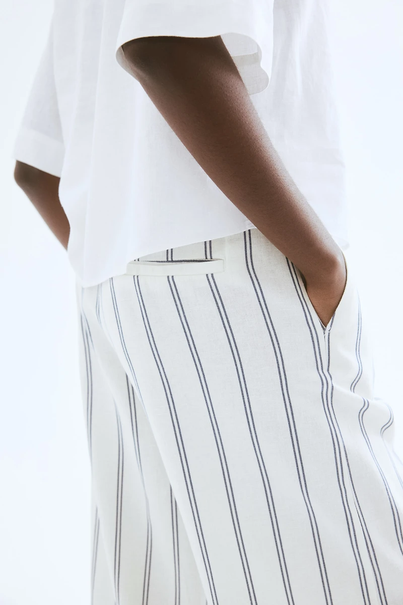 Wide-Leg Linen-Blend Pants