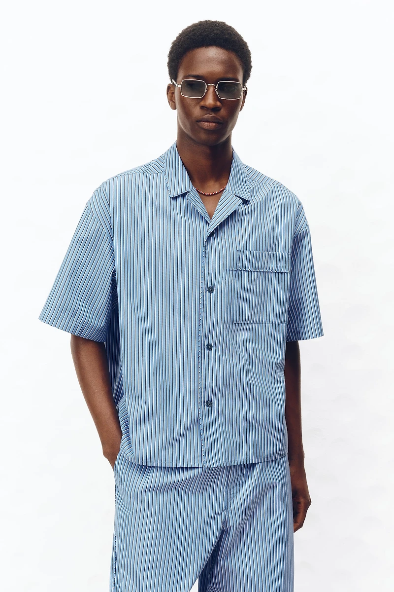 Chemise décontractée en coton pima à col cubain