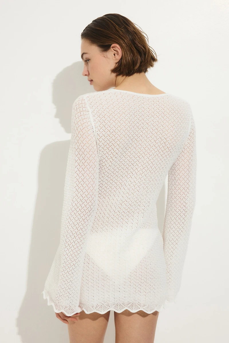 Robe de plage en tricot pointelle