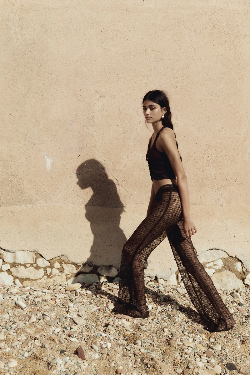 Sequined Net Pants