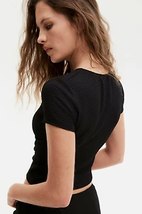 Bead-Detail Ruched Top