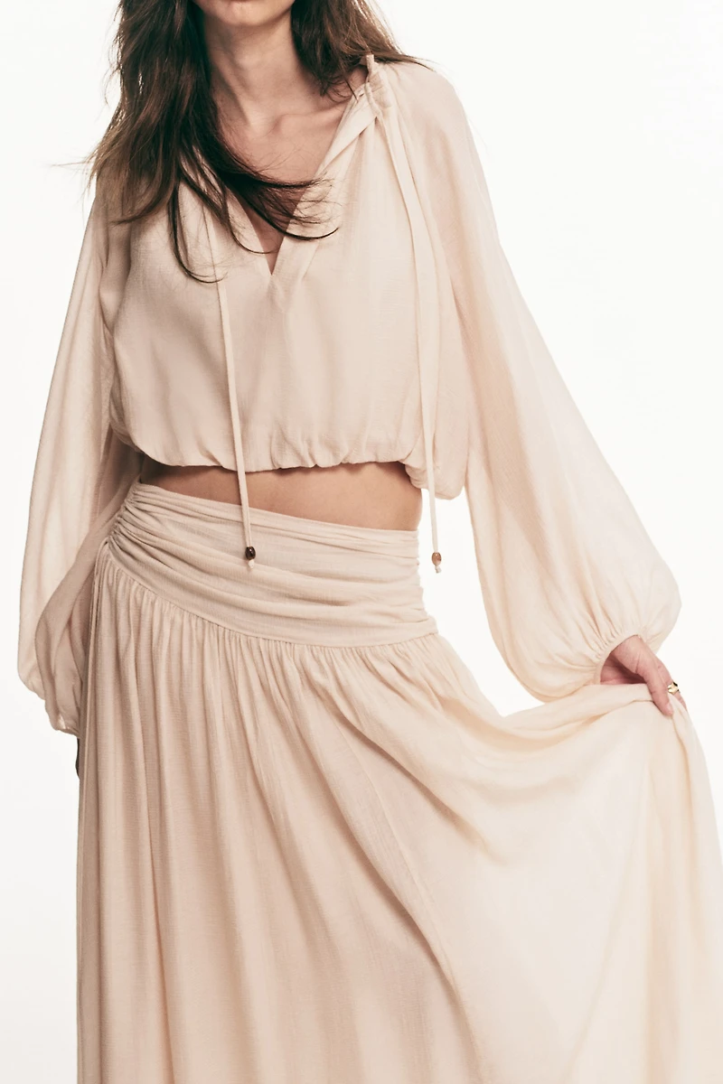 Gathered Crêpe Skirt