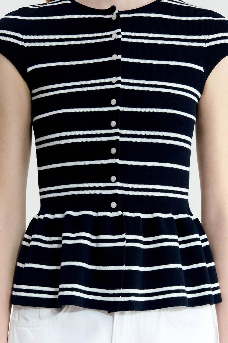 Short-Sleeved Peplum Cardigan