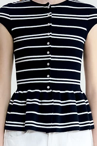 Short-Sleeved Peplum Cardigan