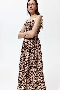 Smocked-Bodice Tie-Strap Dress