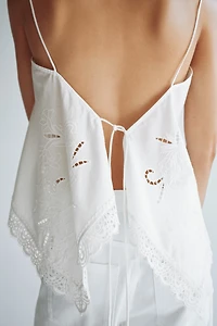 Lace-Trimmed Wrap Top