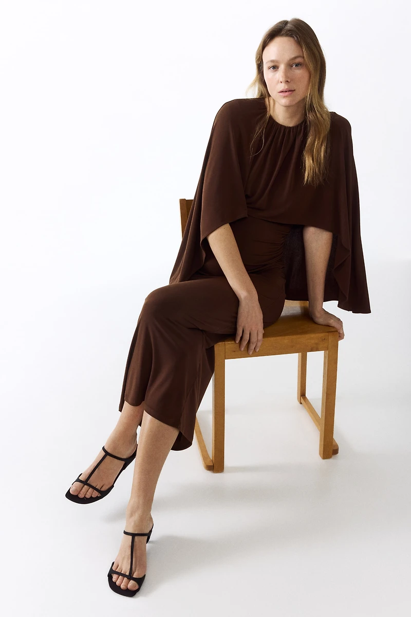 MAMA Draped Cape-Detail Dress