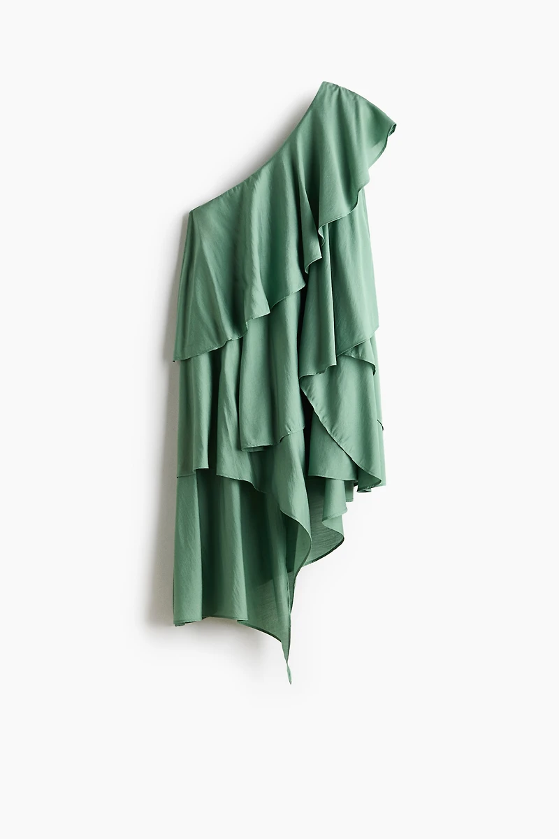 Flounced One-Shoulder Dress