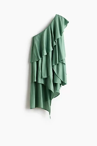 Flounced One-Shoulder Dress