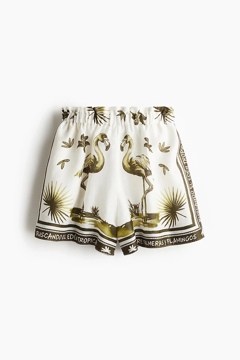 Linen Paper-Bag Shorts